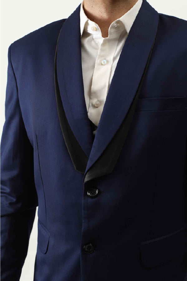 Midnight Blue Suit with Trousers & Vest sasyafashion