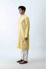 Yellow Ombre Applique Kurta Set. sasyafashion