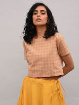 Designer/ Indo Western Top/ Skirt In Beige & Yellow  Color