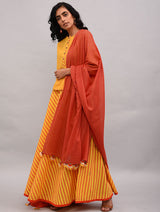 Designer/ Indo Western Top/ Skirt In Yellow Color