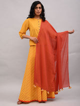 Designer/ Indo Western Top/ Skirt In Yellow Color