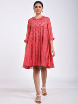 Designer/ Womenswear Dress In Pink & White Color