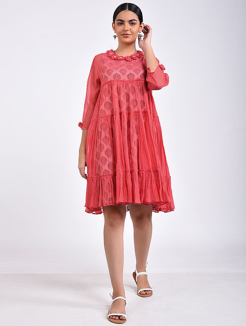 Designer/ Womenswear Dress In Pink & White Color