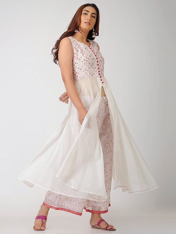 Designer/ Womenswear Kurti In Ivory and Pink Color