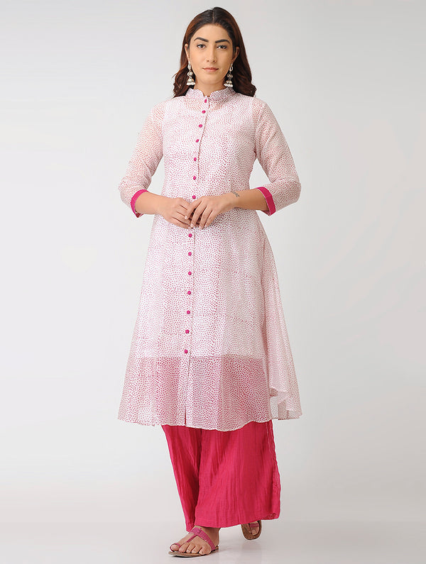 Designer/ Womenswear Kurti In Ivory and Pink Color