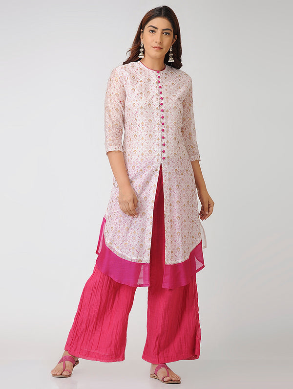 Designer/ Womenswear Kurti In Ivory and Pink Color