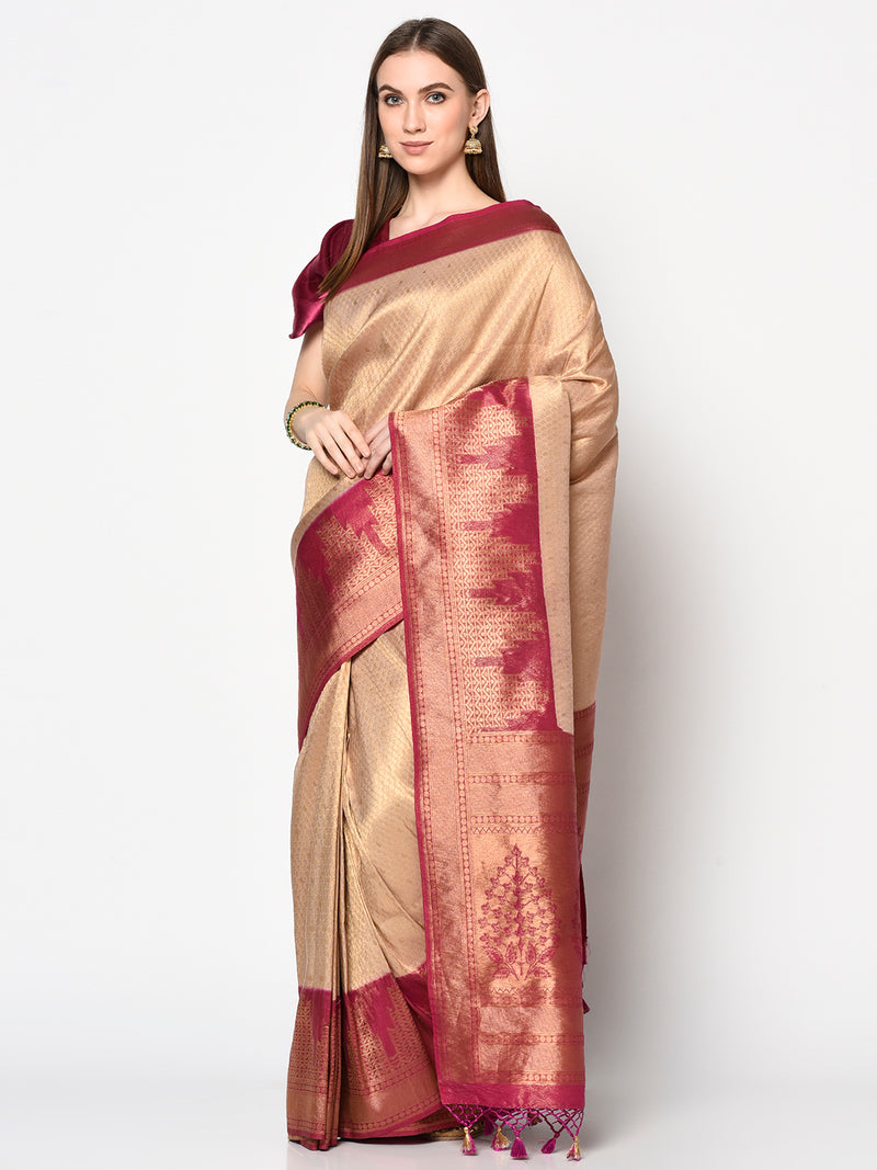Handloom Saree In Golden Colour