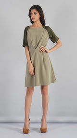Casual Dress In Olive Green Color