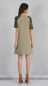 Casual Dress In Olive Green Color